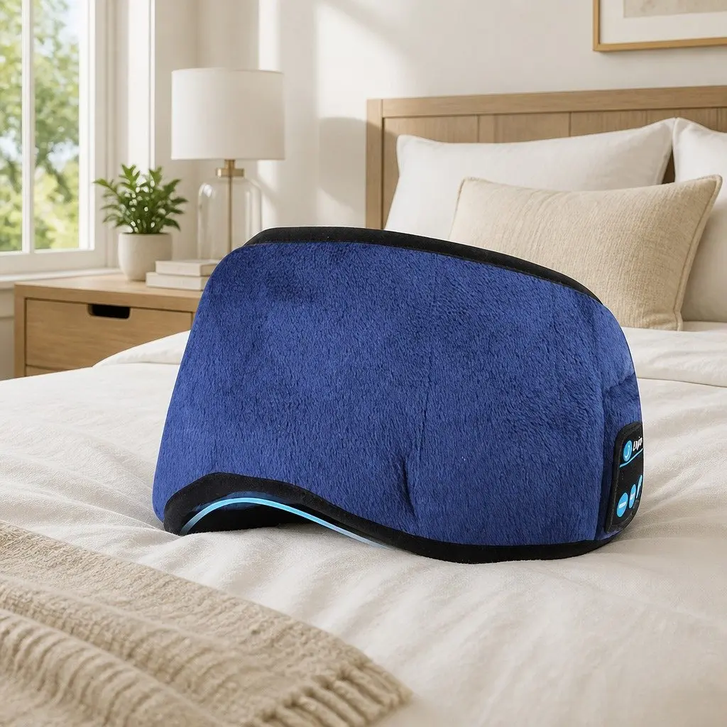 Bluetooth Wireless Stereo Sleep Eye Mask Headphones for Music and Rest Blue 13x16.5x6cm