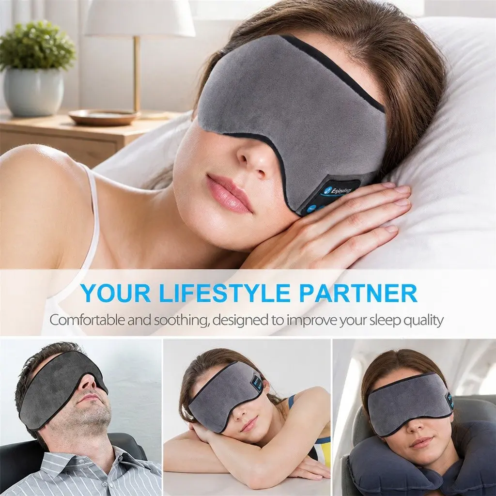 Bluetooth Wireless Stereo Sleep Eye Mask Headphones for Music and Rest Blue 13x16.5x6cm