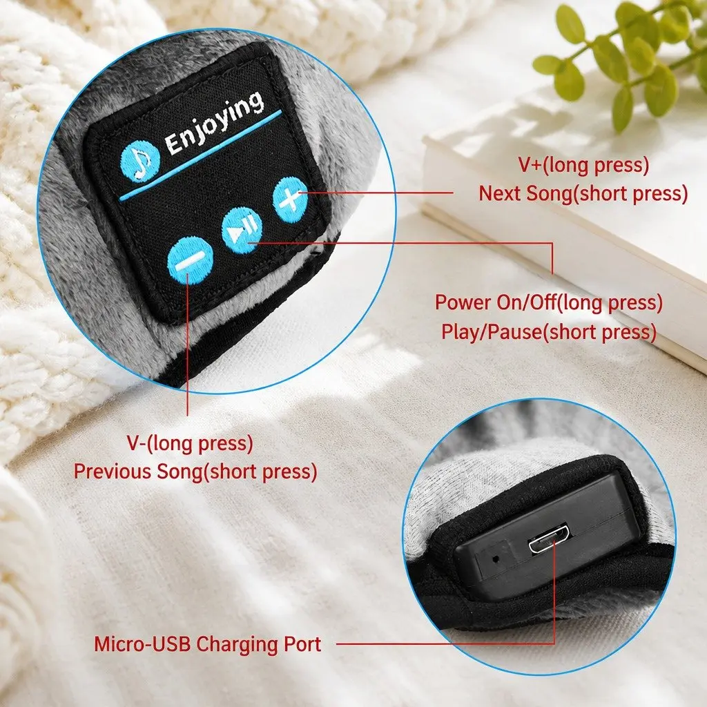 Bluetooth Wireless Stereo Sleep Eye Mask Headphones for Music and Rest Blue 13x16.5x6cm