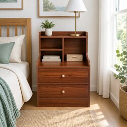 Vintage Reddish-Brown Nightstand: Value and Convenience