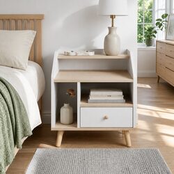 Warm White Bedside Table with Quality Features