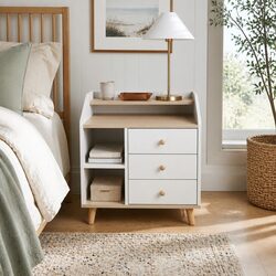 A Warm and Practical White Wood Nightstand for Your Home