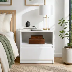 Practical Modern Nightstand in Warm White