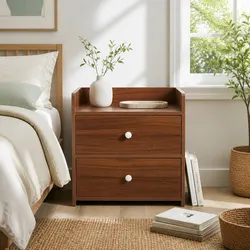 Warm Vintage Nightstand with Modern Functionality