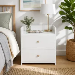 Warm White Minimalist Bedside Table with Practical Features