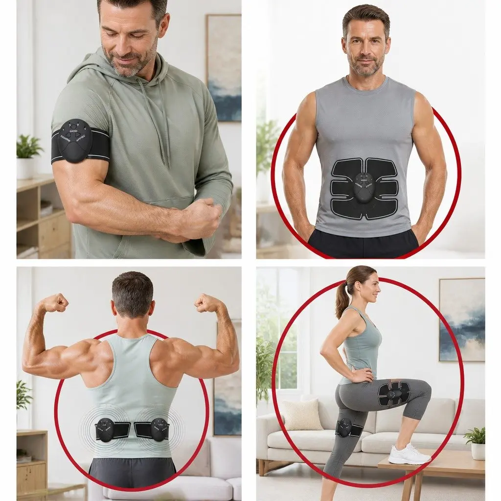 Fitness Equipment Abdominal Muscle Toner EMS Device 6 Modes 10 Levels Black