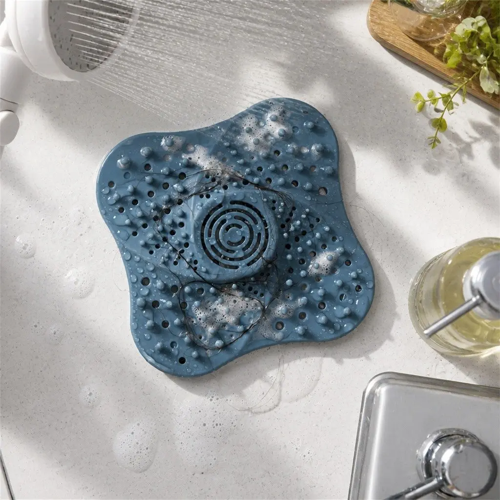 Silicone Drain Cover Kitchen Sink Strainer 13cm Blue