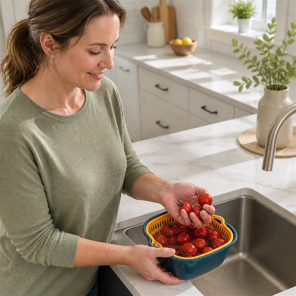 Fruit Vegetable Storage Basket Set Six-Piece Double-Layer Kitchen Organiser