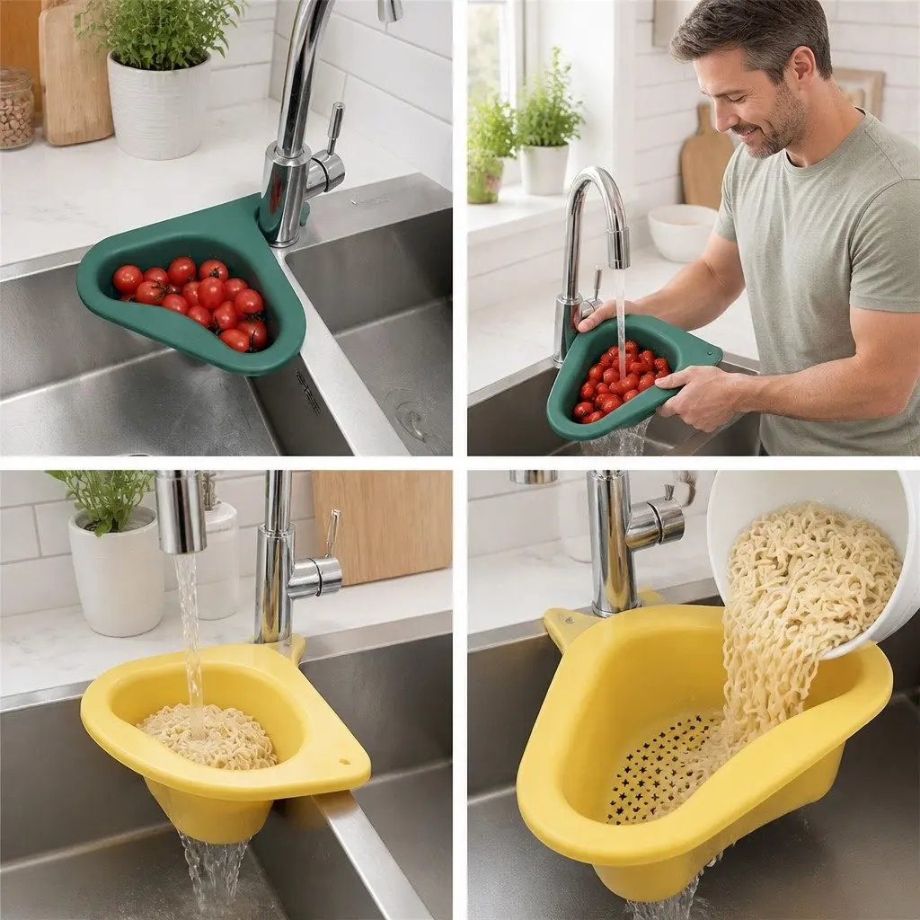 Kitchen Sink Drain Basket Strainer Vegetable Organizer Blue
