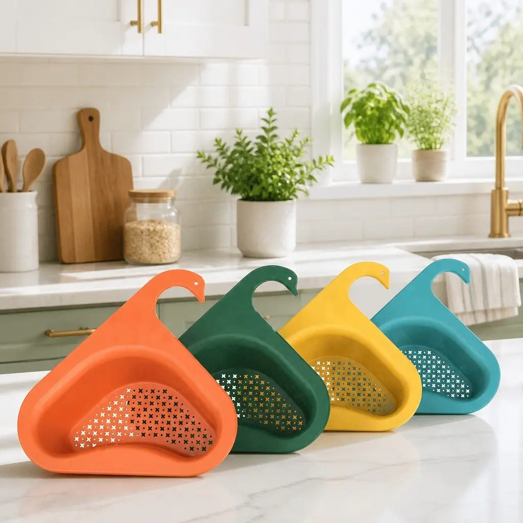 Kitchen Sink Drain Basket Strainer Vegetable Organizer Blue