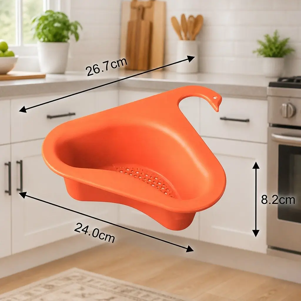 Fruit Vegetable Basket Drainage Non-Perforated Orange Size