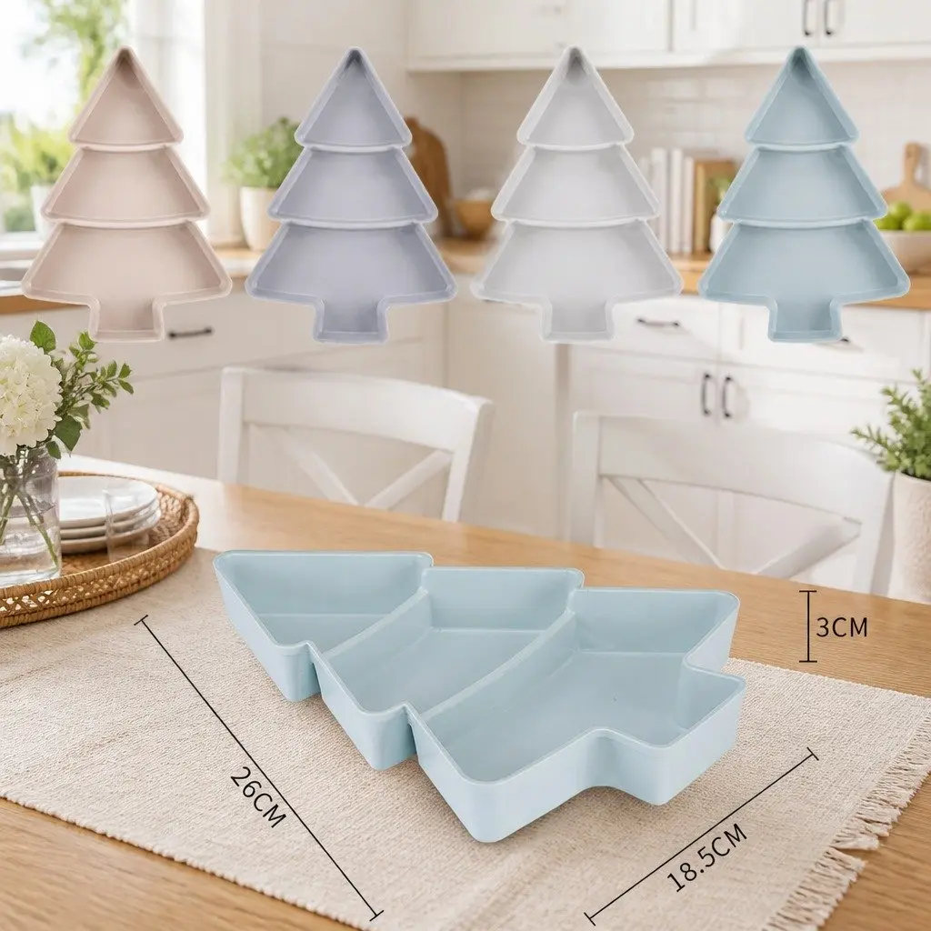 Dried Fruit Tray Multi-Grid Snack Box 25.5 X 18.5cm Plastic Pink Gray Blue White