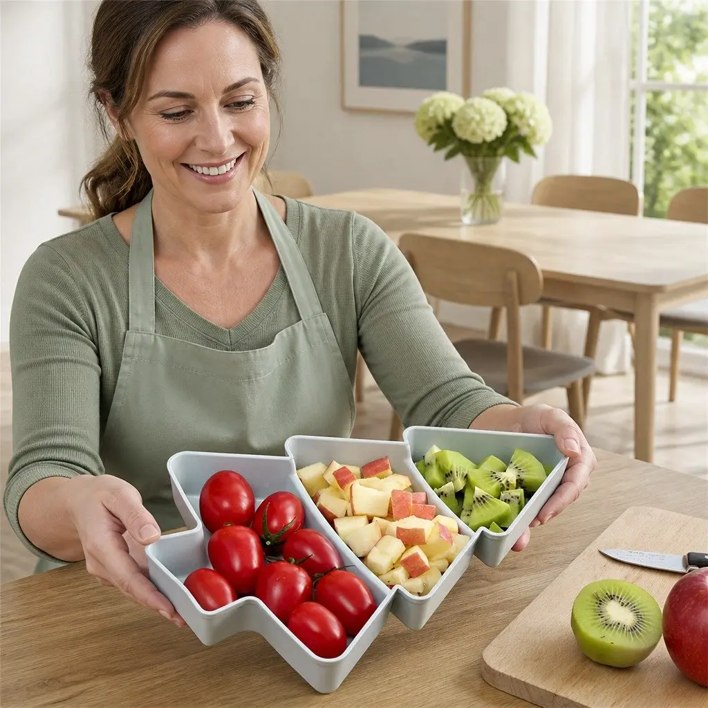 Small Fruit Tray Snack Plate 25.5 X 18.5cm Plastic Pink