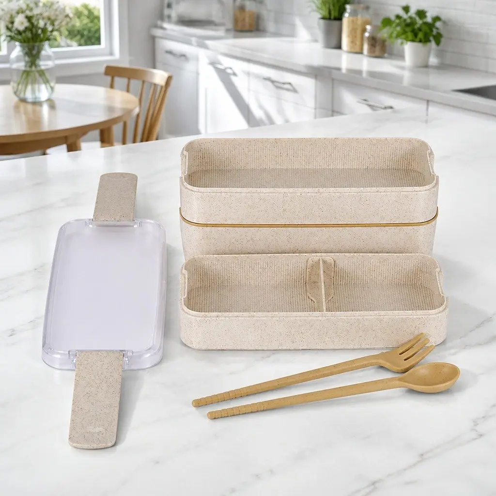 3-Layer Bento Lunch Box 900ml for Meal Prep