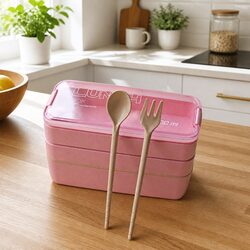 3-Layer Bento Box Lunch Container with Lid Leakproof Food Storage Compartment