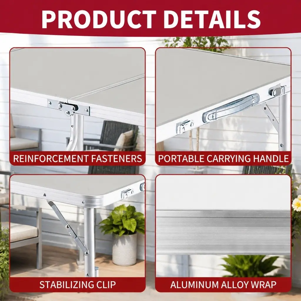 Folding Camping Table Portable Outdoor Picnic BBQ Aluminum Desk Foldable