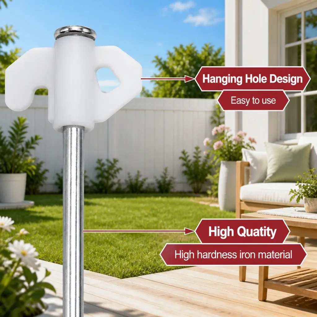 Camping Tent Pegs Luminous 20cm Windproof Reinforced Steel Nails White