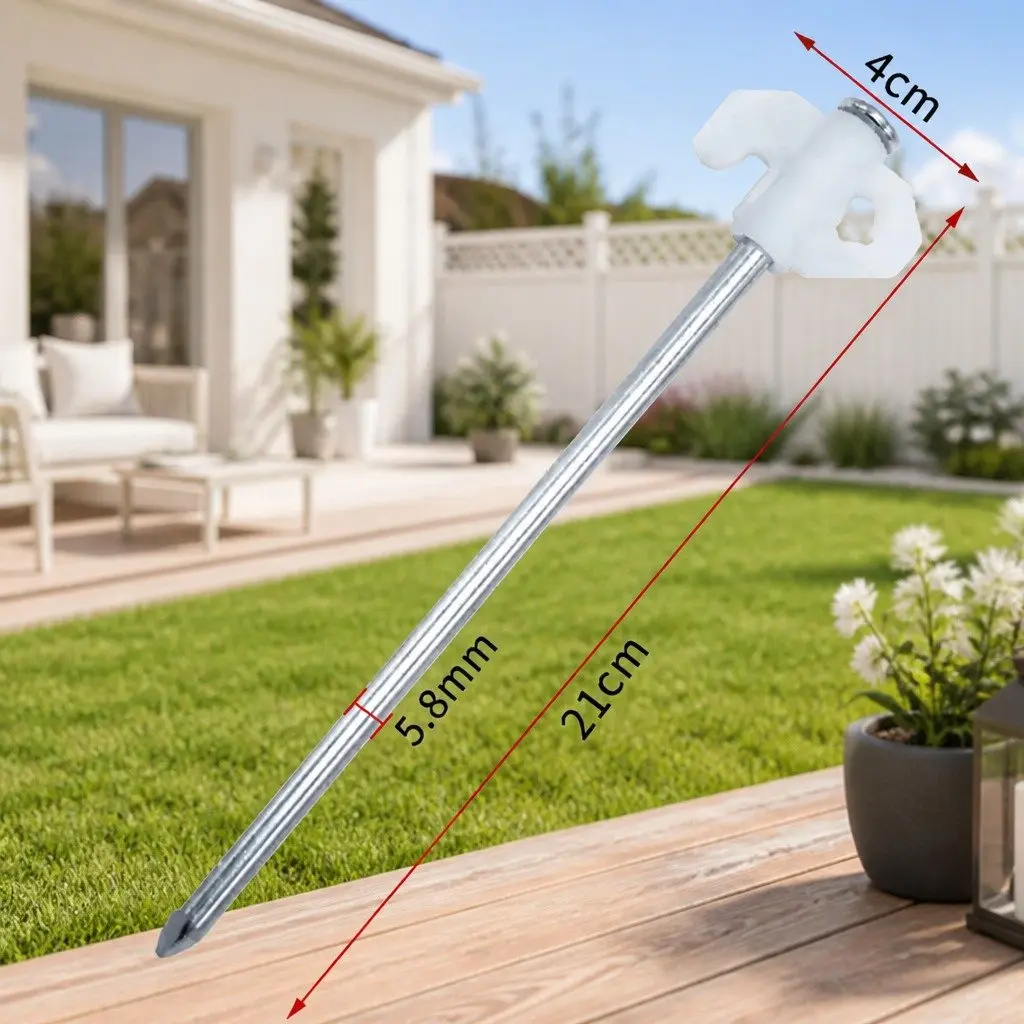 Camping Tent Pegs Luminous 20cm Windproof Reinforced Steel Nails White
