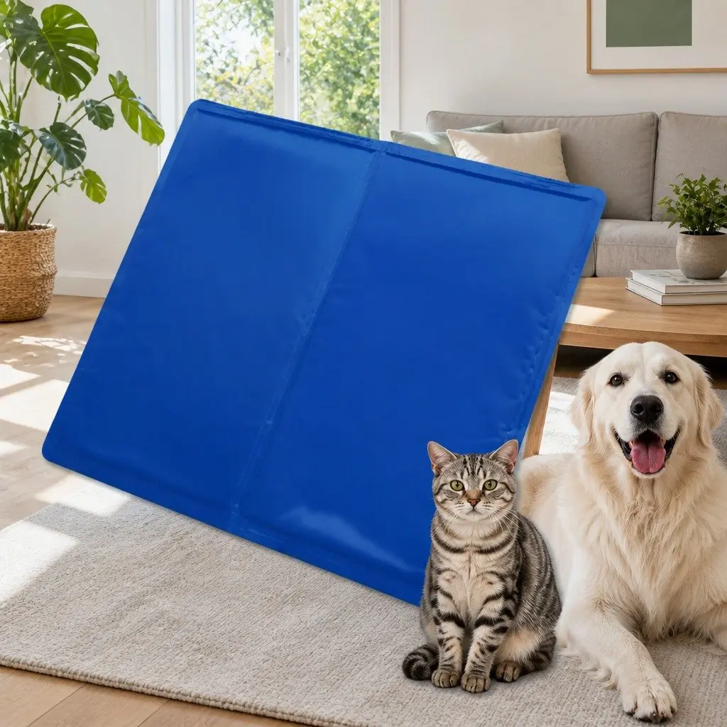 Pet Cooling Cushion Ice Mat Summer Comfort M Blue