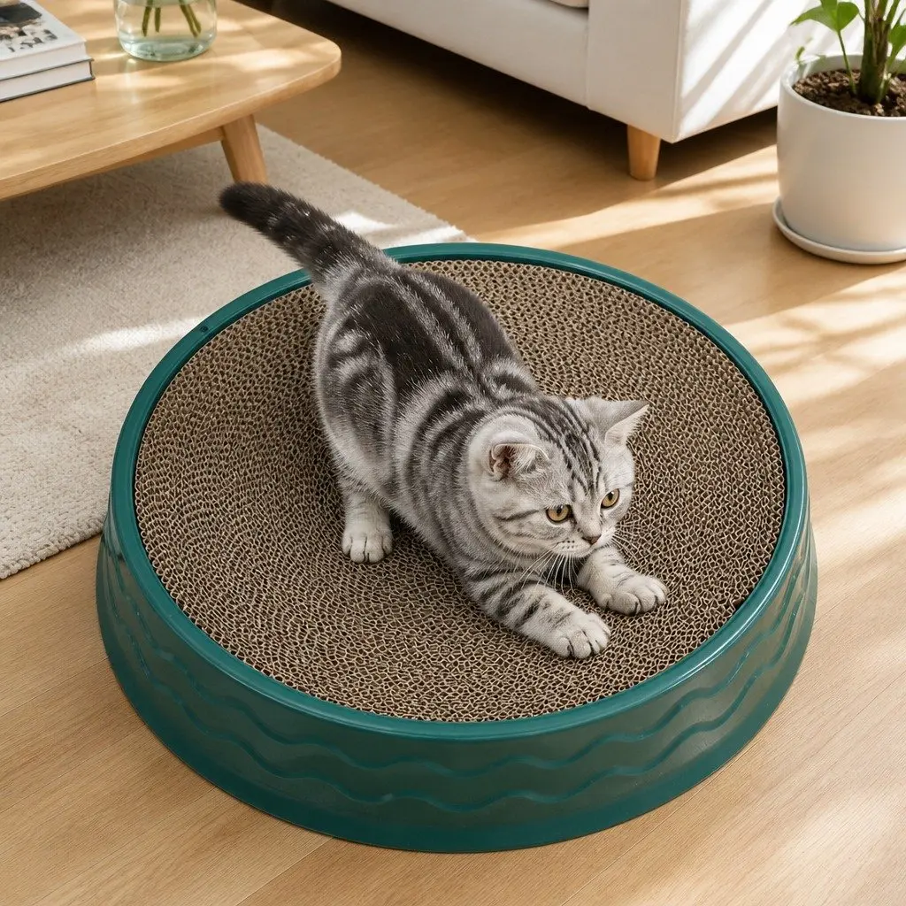 Cat Scratcher Plate Ergonomic Play Area 42cm Green