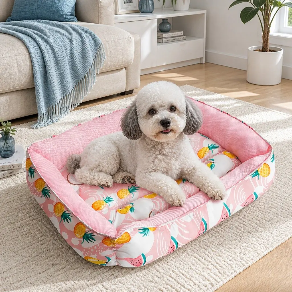 Pet Cooling Pad Waterproof Summer Ice Mat Bed for Dogs Cats Puppies Pink 65x50x20cm
