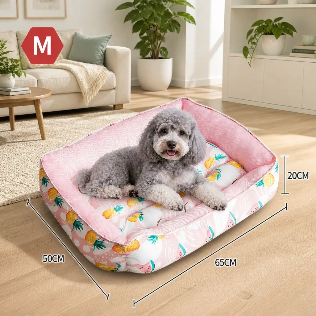 Pet Cooling Pad Waterproof Summer Ice Mat Bed for Dogs Cats Puppies Pink 65x50x20cm