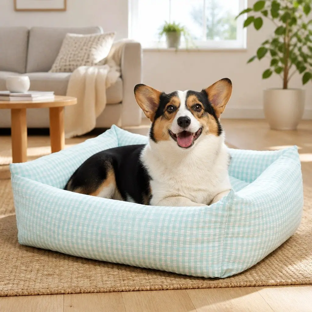 Washable Dog Bed Pet Sleeping Kennel Comfortable Breathable Warm Blue