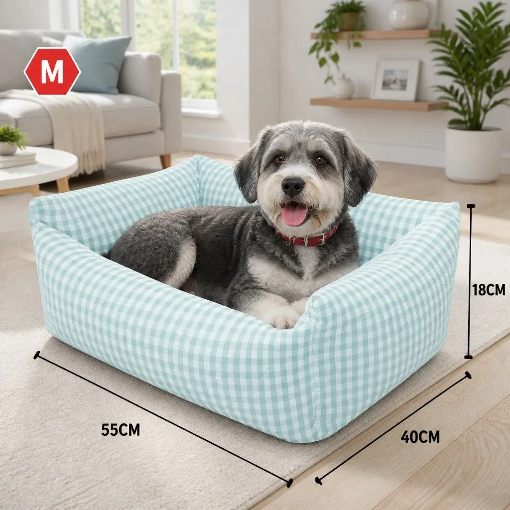 Pet Bed Calming Nest Removable Washable Square Blue 55x40x18cm