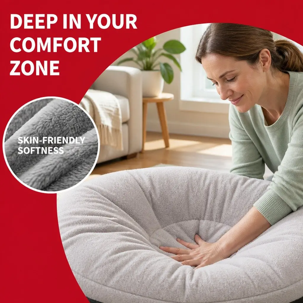 Dog Bed Calming Cushion Large Blue Soft Washable Pet Comfort