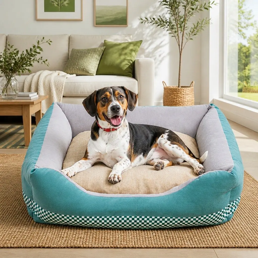 Dog Bed Calming Mat Washable Large Green