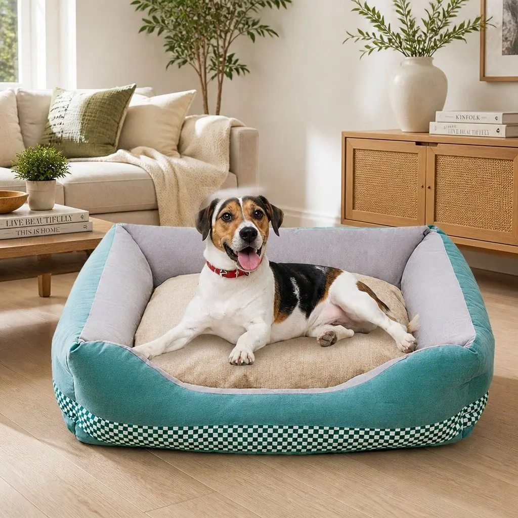 Dog Bed Calming Mat Washable Large Green