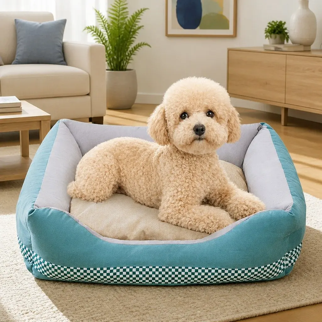 Dog Bed Checkerboard Sleeping Bed Small Green