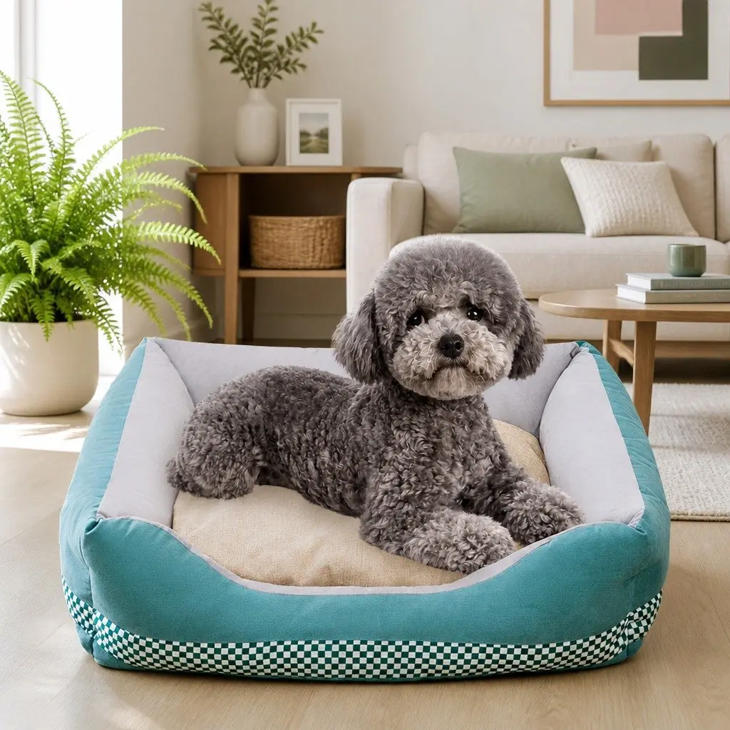 Dog Bed Checkerboard Sleeping Bed Small Green