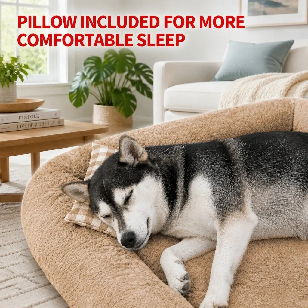 Dog Bed Calming Mat Warm Soft Nest Detachable Brown 70x60x13cm