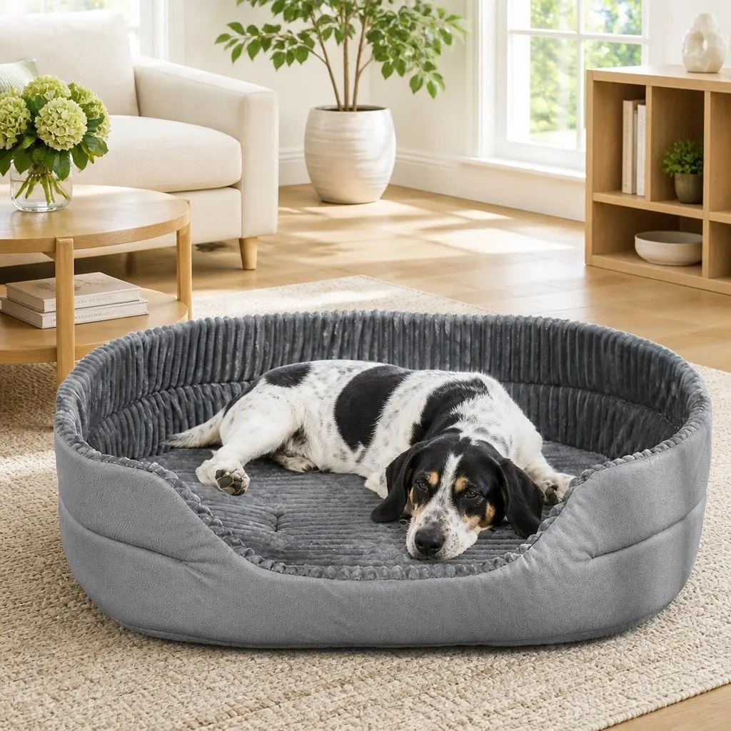 Pet Bed Calming Soft Warm Sleeping Sofa 65x50x20cm Grey