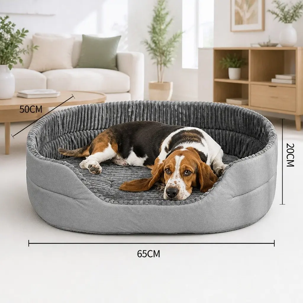 Pet Bed Calming Soft Warm Sleeping Sofa 65x50x20cm Grey