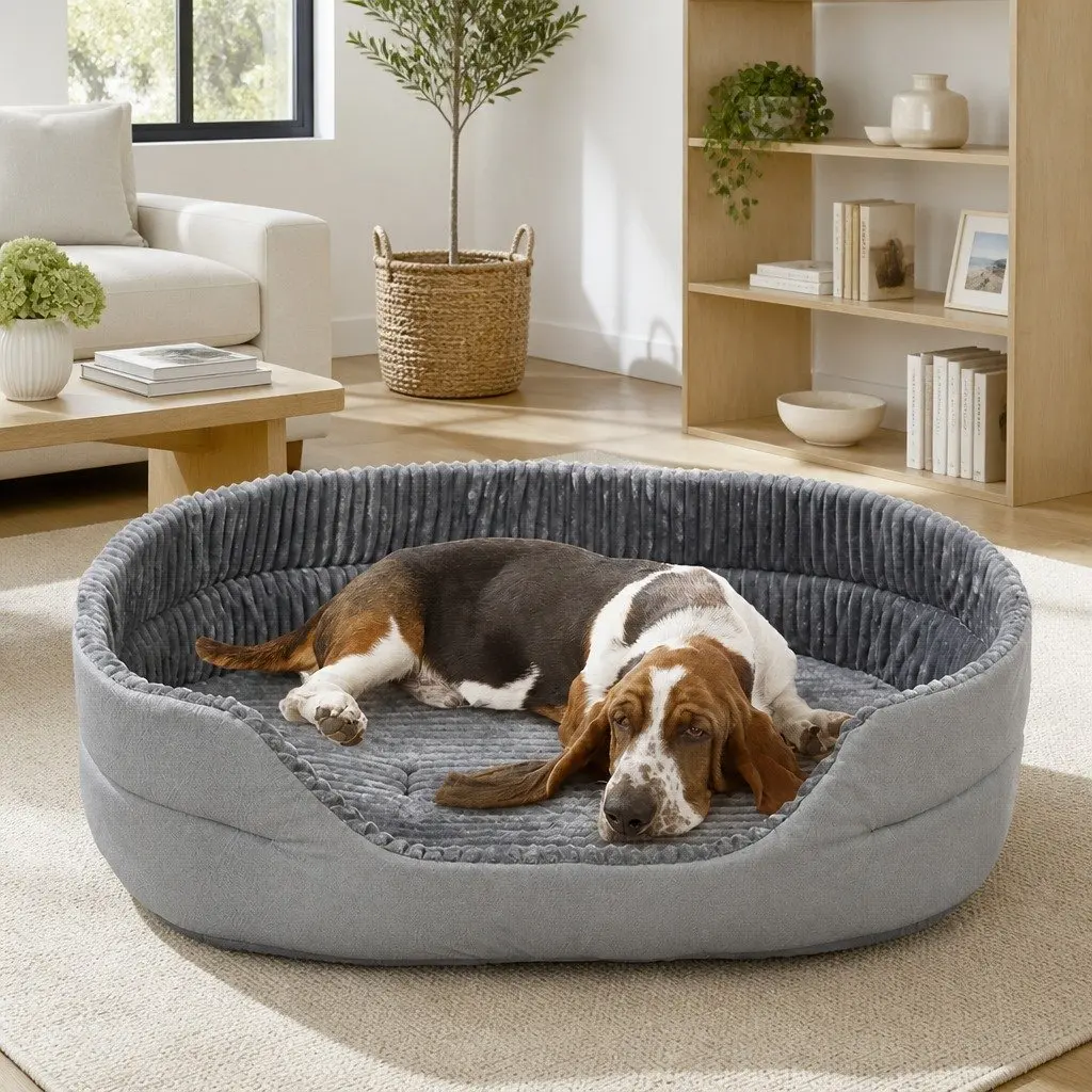 Pet Bed Calming Soft Warm Sleeping Sofa 65x50x20cm Grey