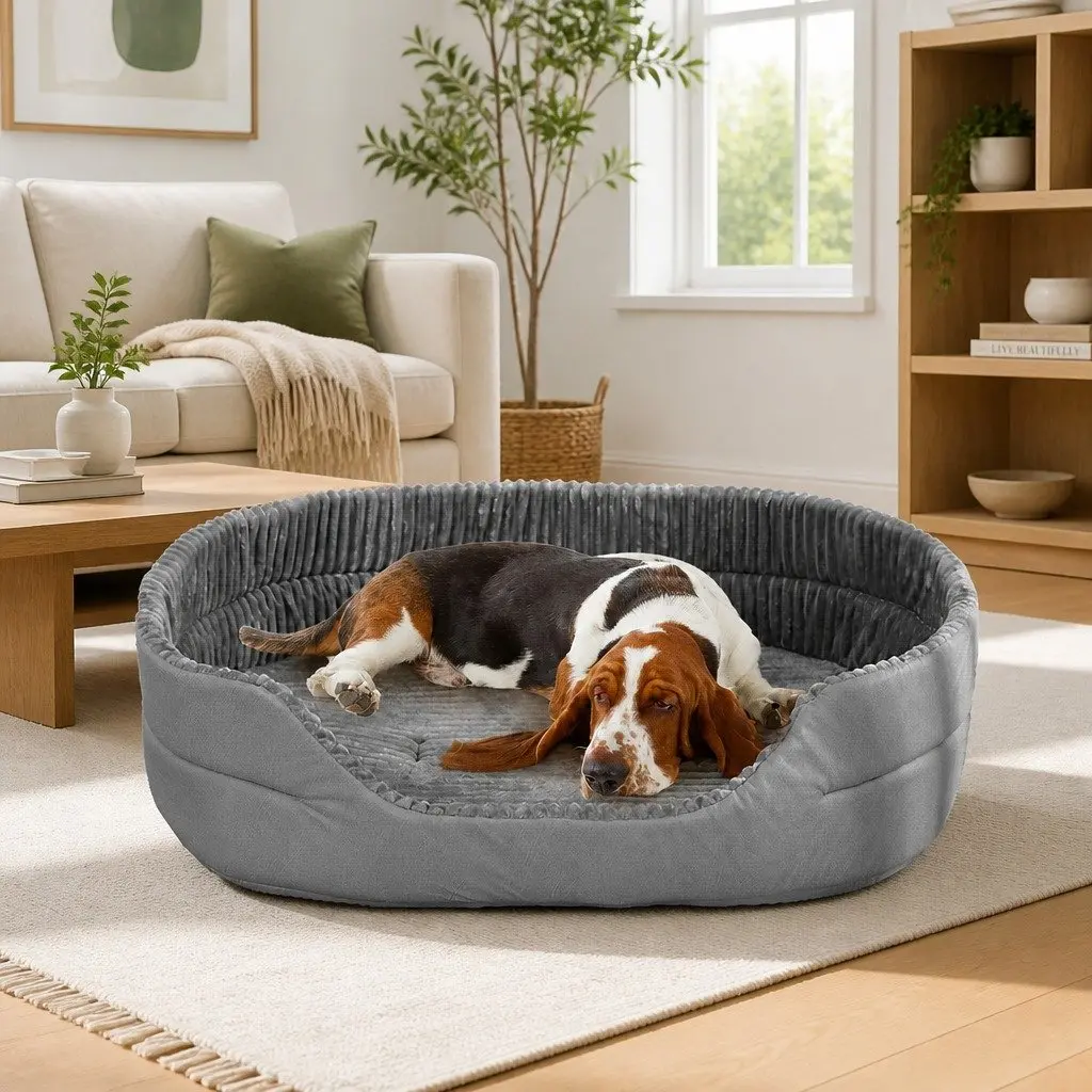Pet Bed Calming Soft Warm Sleeping Sofa 65x50x20cm Grey