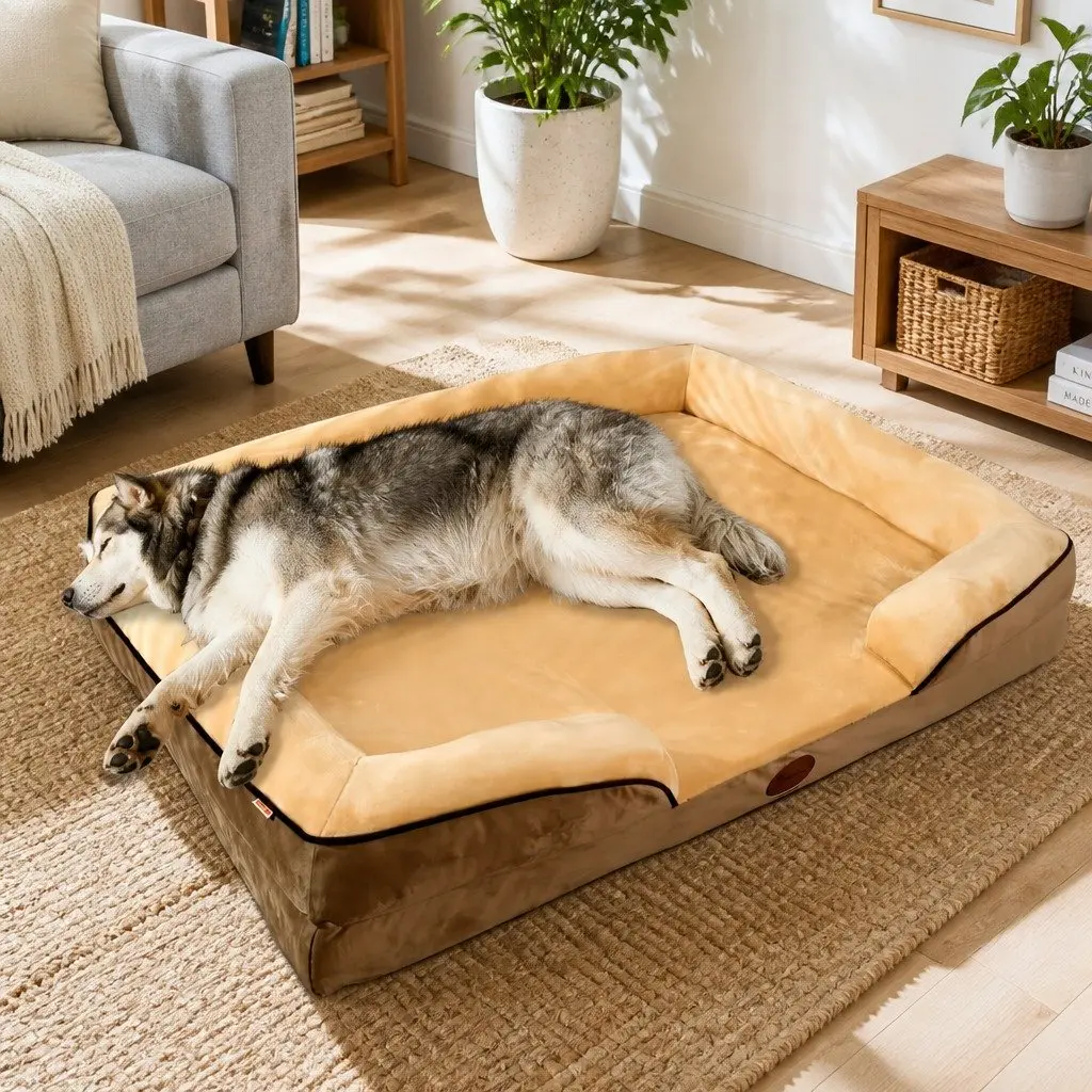 Dog Sofa Bed Large Deep Sleep 90x70x17cm Yellow