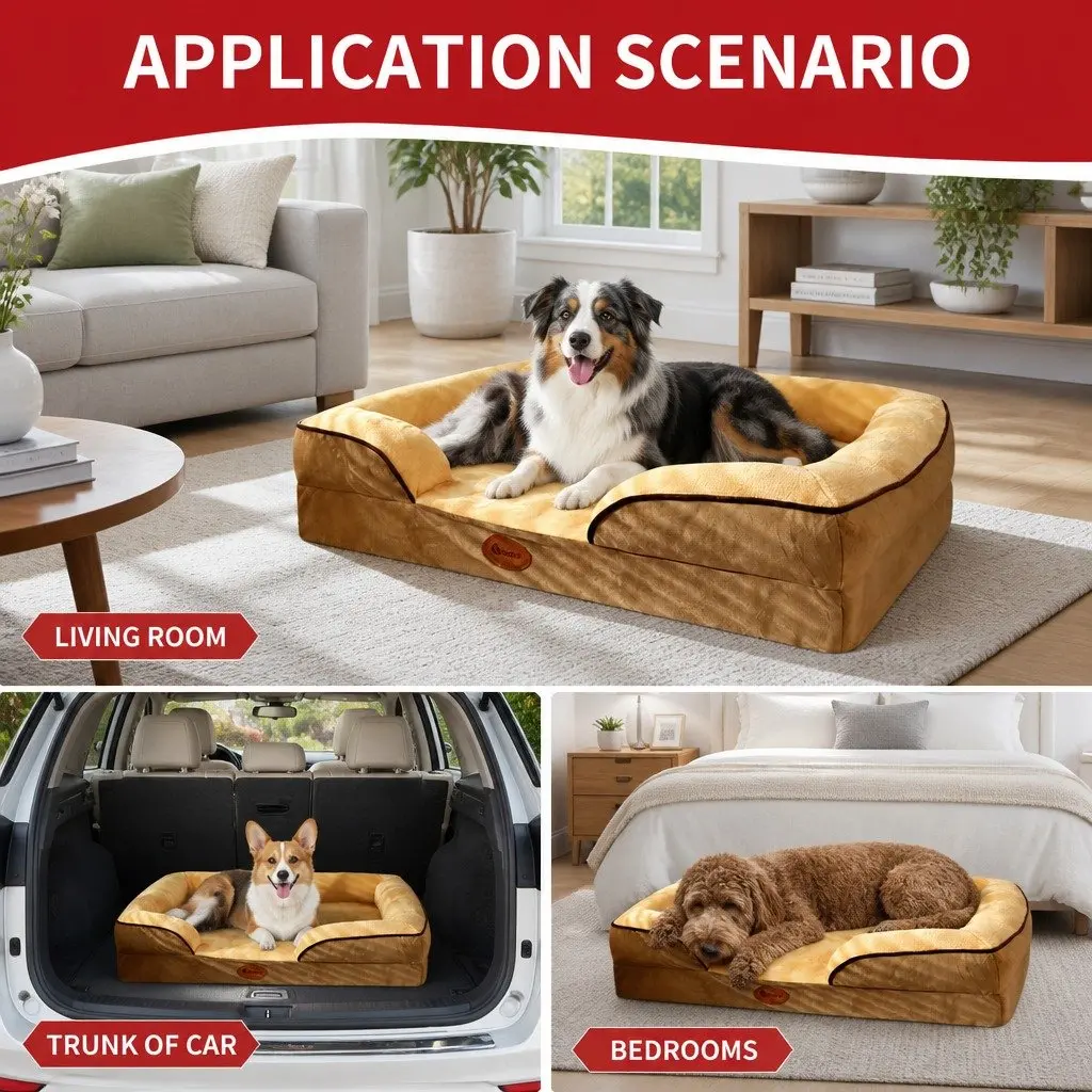 Dog Sofa Bed Large Deep Sleep 90x70x17cm Yellow