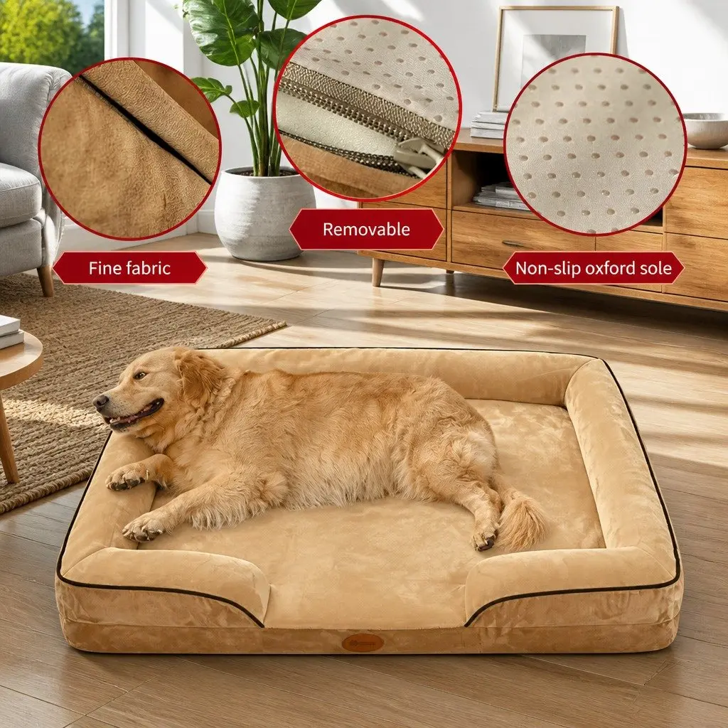 Dog Sofa Bed Large Deep Sleep 90x70x17cm Yellow