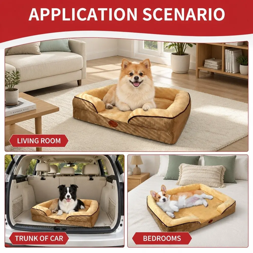 Dog Sofa Bed Thickened Sponge Deep Sleep Cushion 75x60x17cm Yellow