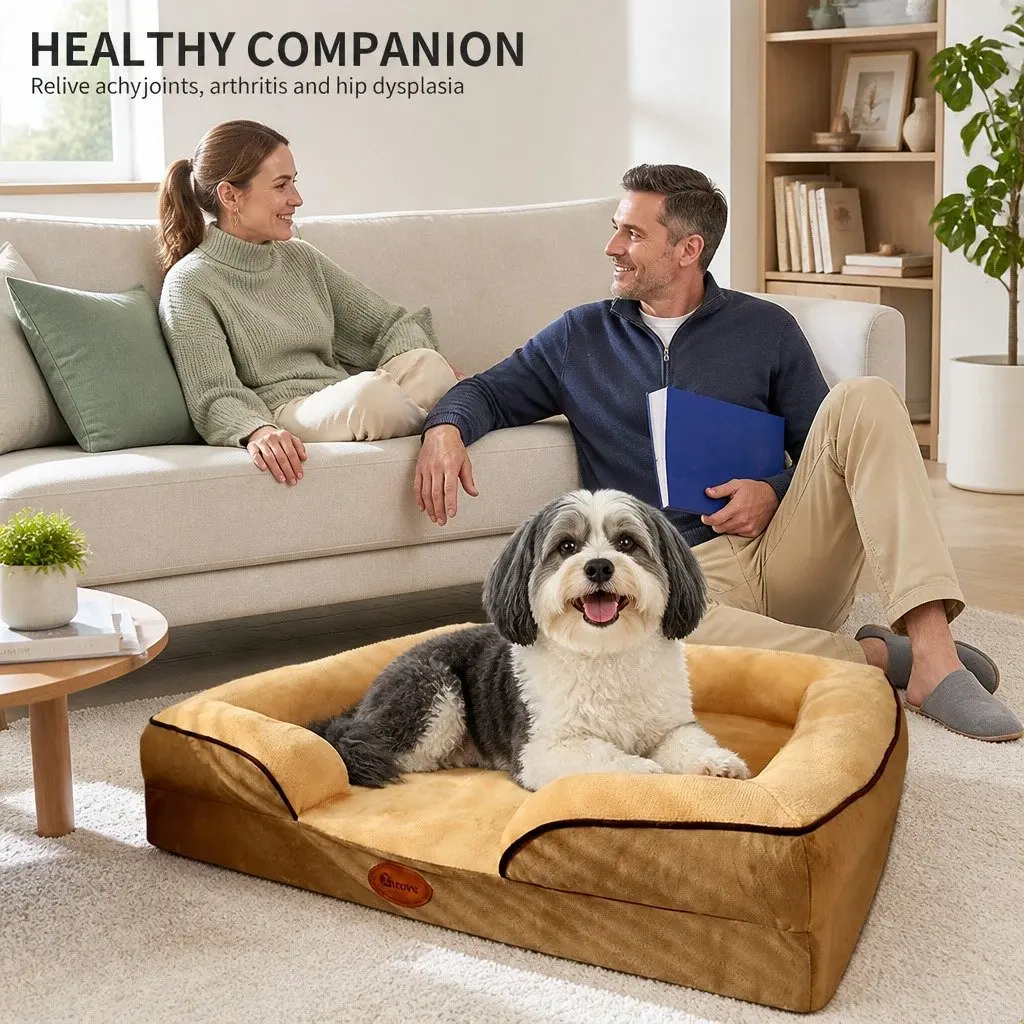 Dog Sofa Bed Thickened Sponge Deep Sleep Cushion 75x60x17cm Yellow