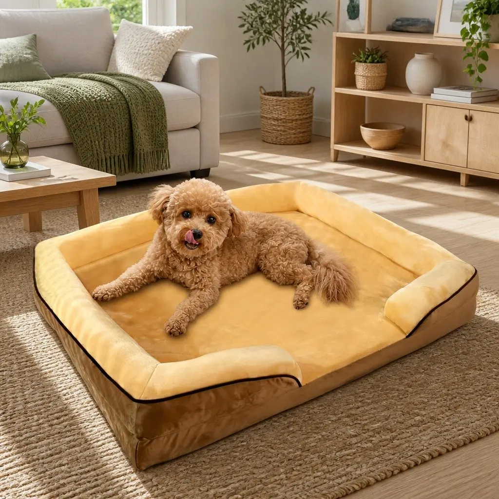 Dog Sofa Bed Cushioned Pet Couch 60x50x17cm Yellow
