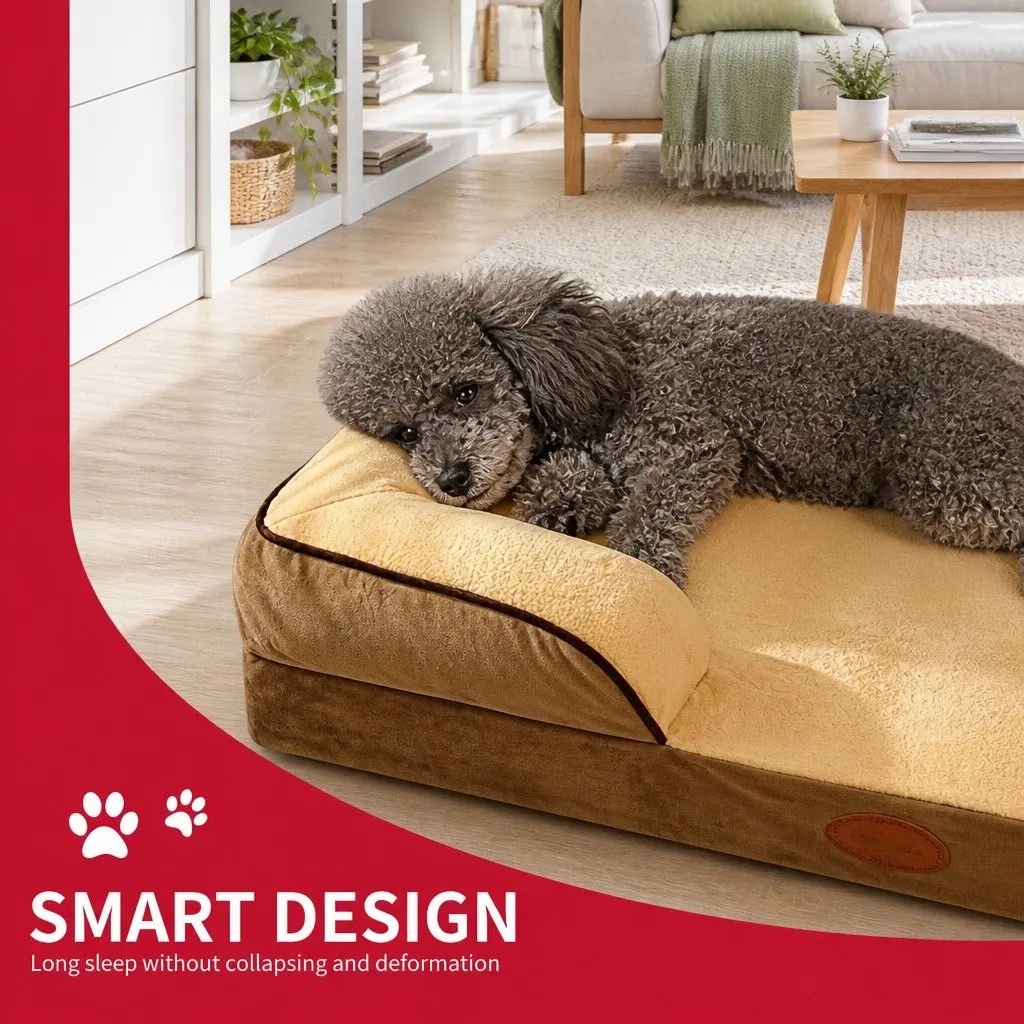 Dog Sofa Bed Cushioned Pet Couch 60x50x17cm Yellow