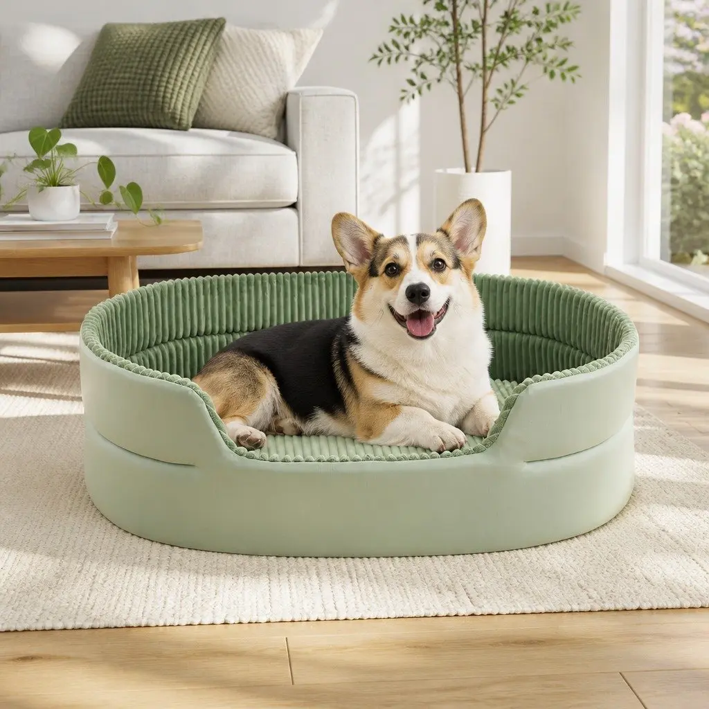 3D Pet Bed Cushion Cave House 50x35cm Avocado Green