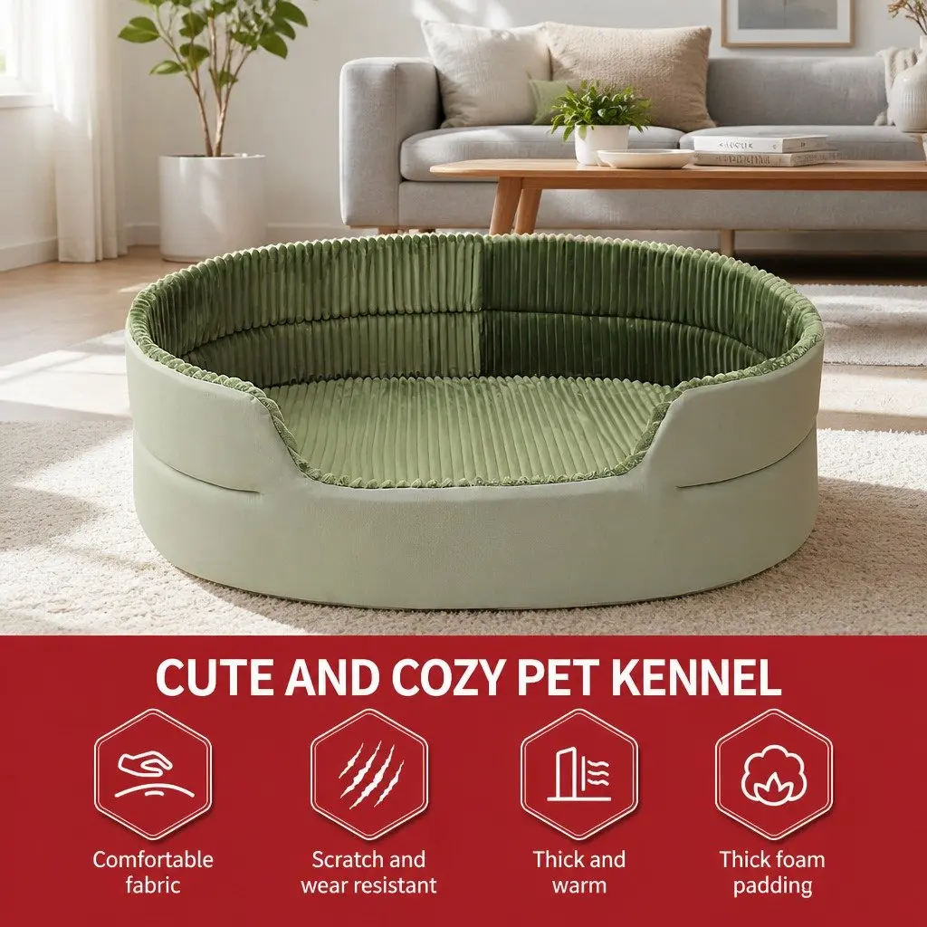 3D Pet Bed Cushion Cave House 50x35cm Avocado Green