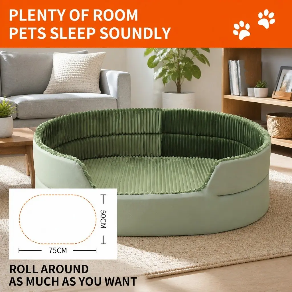 Large 3D Semi-Enclosed Pet Nest XL Striped Avocado Comfortable Cat Dog Bed