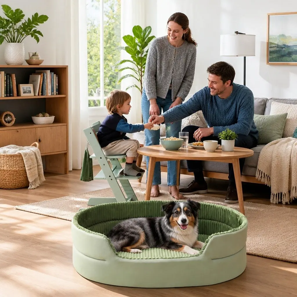 Large 3D Semi-Enclosed Pet Nest XL Striped Avocado Comfortable Cat Dog Bed