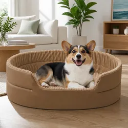 Cozy 3D Khaki Pet Nest Bed: Practical and Comfortable